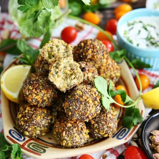Baked Falafels with Chia and Pistachios
