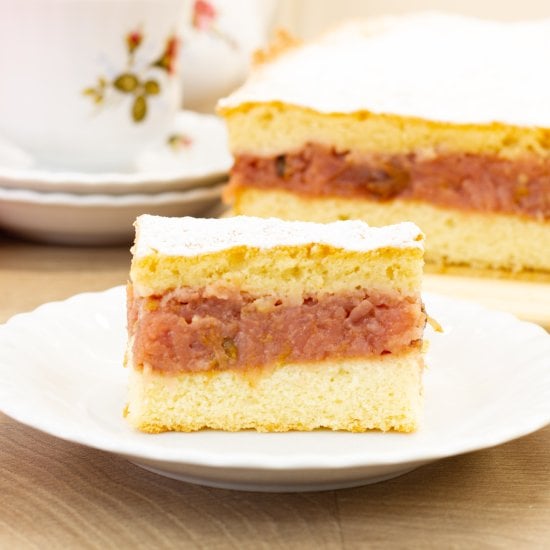 Apple Sponge Cake with Plums