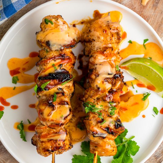 Bang Bang Chicken Skewers