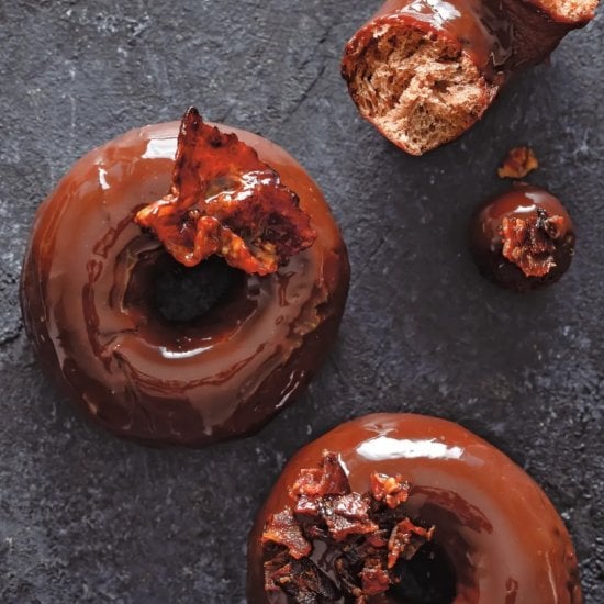 Glazed Bacon Chocolate Donuts