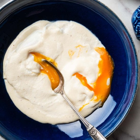 Poached Eggs In Brie Cheese Sauce