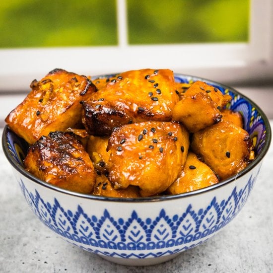 Air Fryer Glazed Salmon Bites