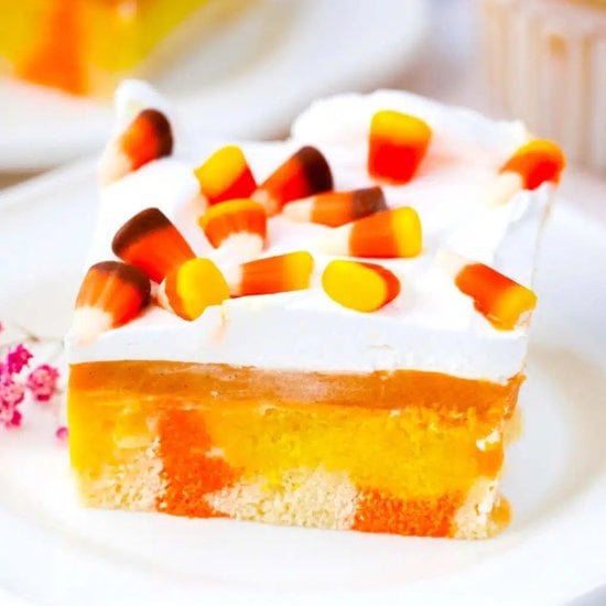 Candy Corn Poke Cake