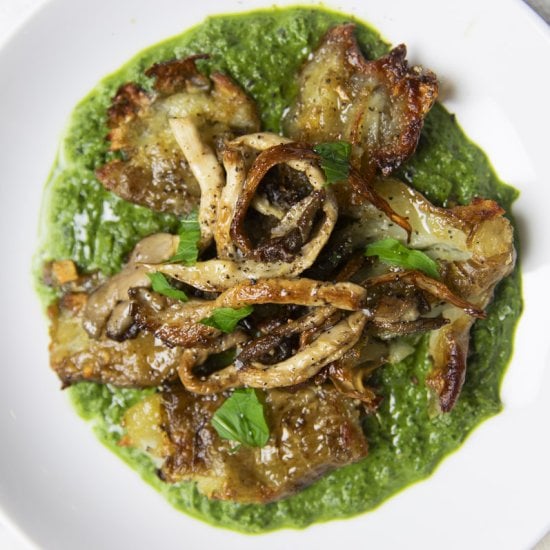 Smashed Sunchokes & Sauce Verte