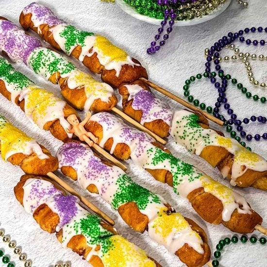 Quick & Easy King Cakes on a Stick