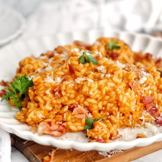 Creamy Tomato Risotto with Bacon