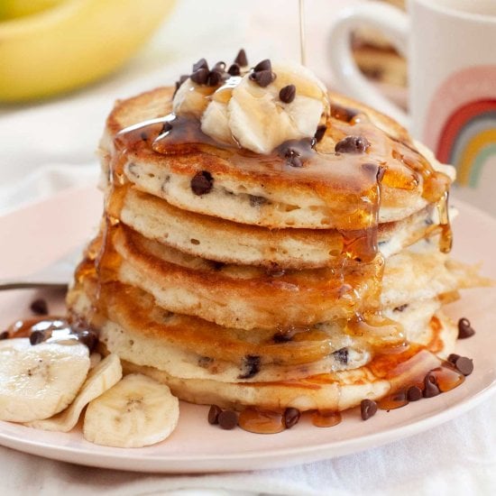 Fluffy Chocolate Chip Pancakes