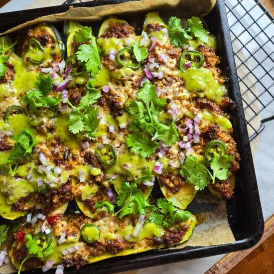 Burrito Bowl Stuffed Zucchinis