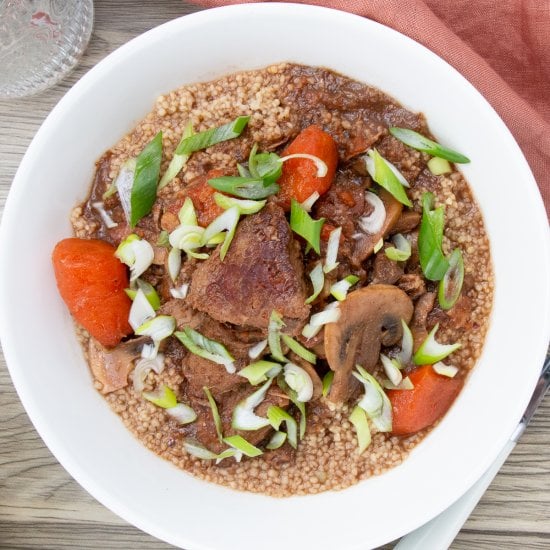 Alcohol-Free Beef Stew on Couscous