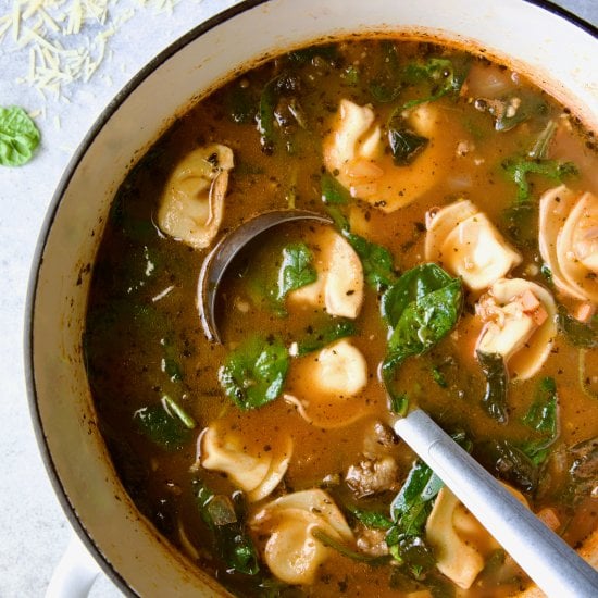 Spinach Sausage Tortellini Soup