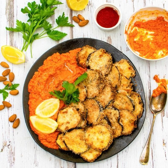 Air Fryer Aubergines with Romesco