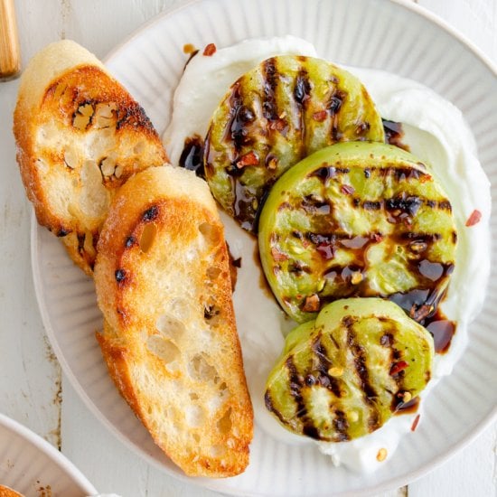 Grilled Green Tomatoes & Feta Dip