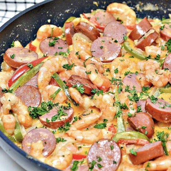 Creamy Spicy Shrimp and Sausage