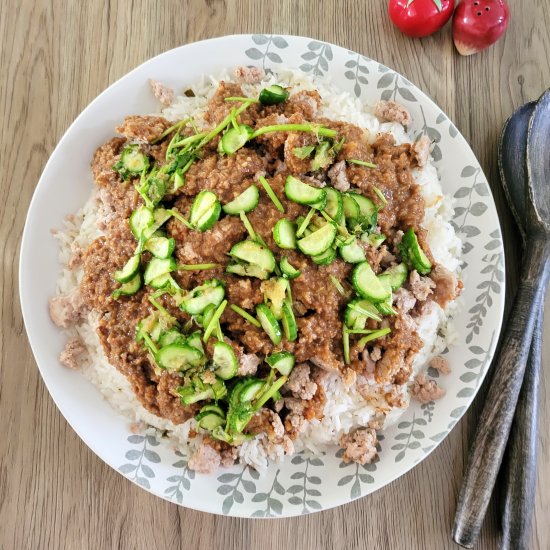 Chicken & Coconut Rice in Peanut Sauce