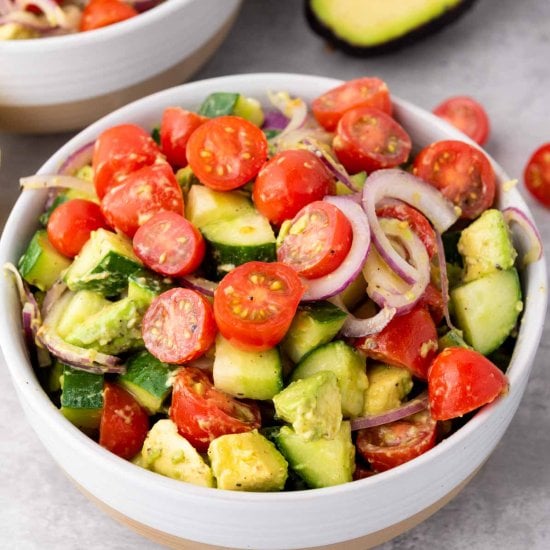 Avocado Cucumber and Tomato Salad