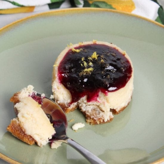 Mini Lemon Blueberry Cheesecakes