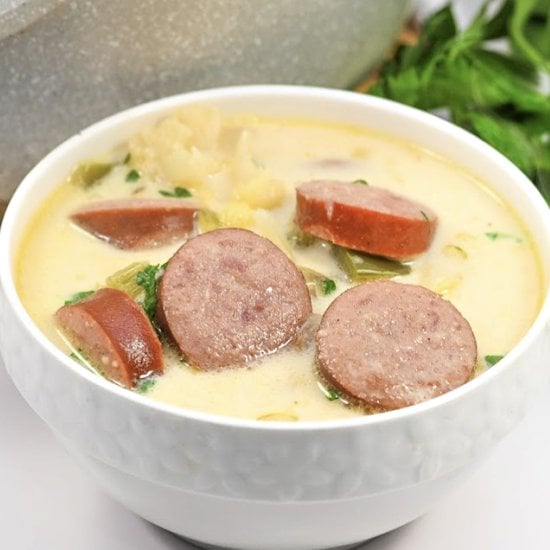 Keto Creamy Kielbasa and Cauliflower Soup