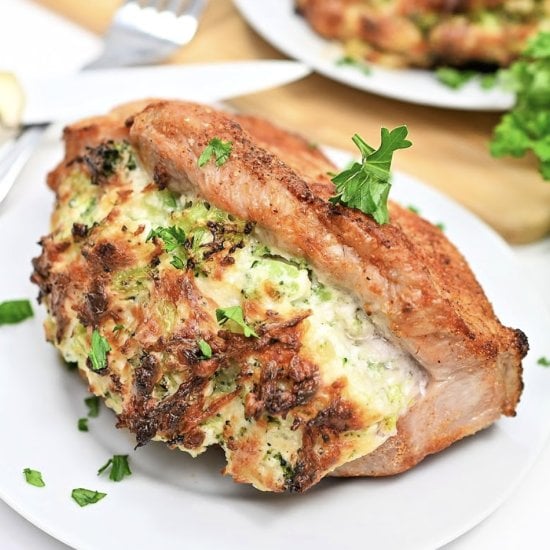 Cheesy Broccoli Stuffed Pork Chops