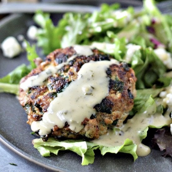 Keto Spinach Feta Turkey Burgers