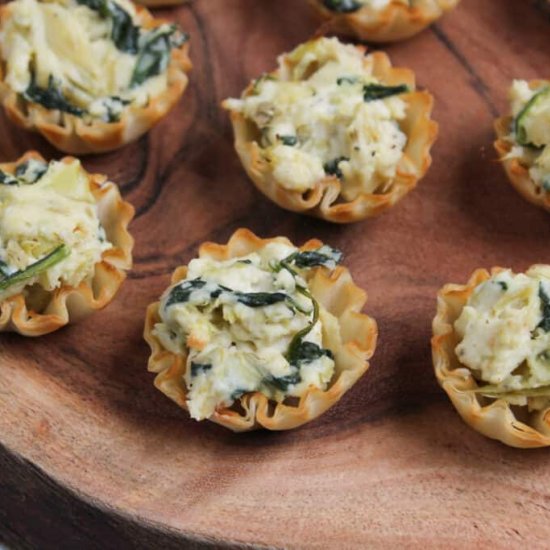 Spinach Artichoke Dip Phyllo Cups