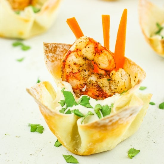 Cottage Cheese Shrimp Rangoon Cups