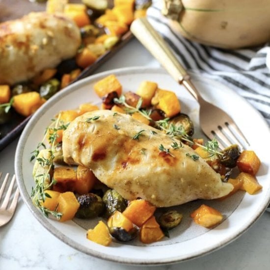 Easy Sheet Pan Chicken and Butternut Squas