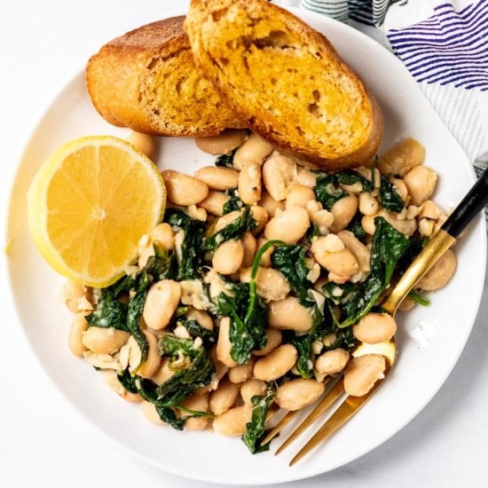 Sauteed Spinach and White Beans