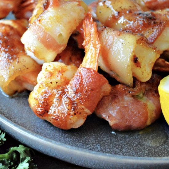 Keto Bacon Wrapped Shrimp
