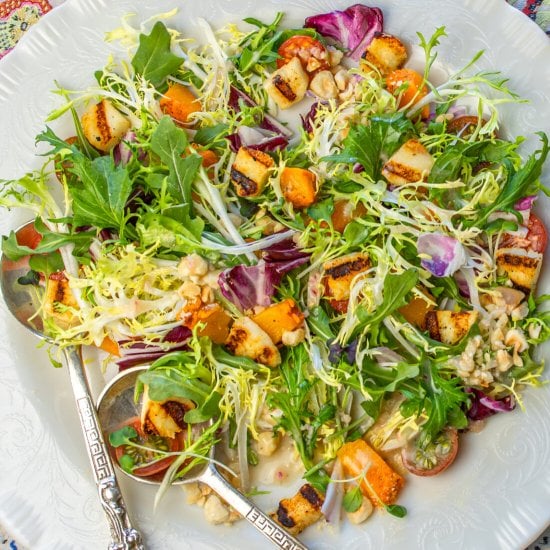 winter salad halloumi croutons
