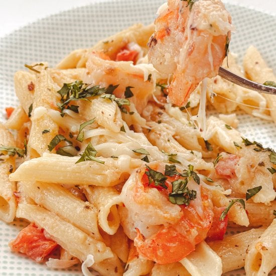Shrimp Alfredo and Penne Bake