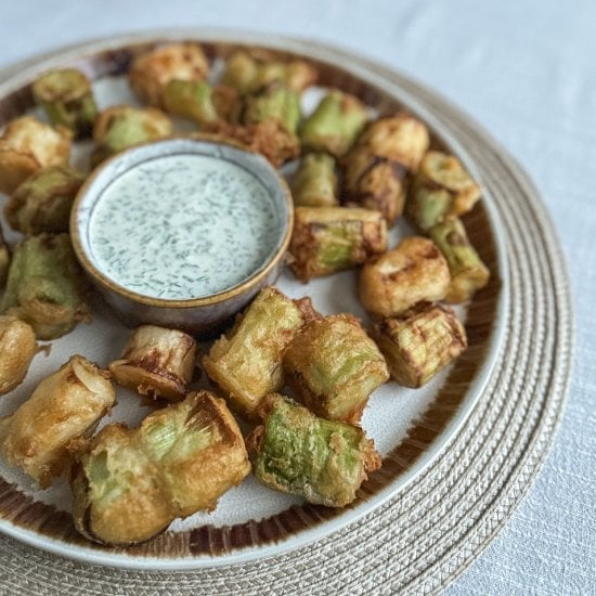 Beer Battered Leeks with Leek Ranch