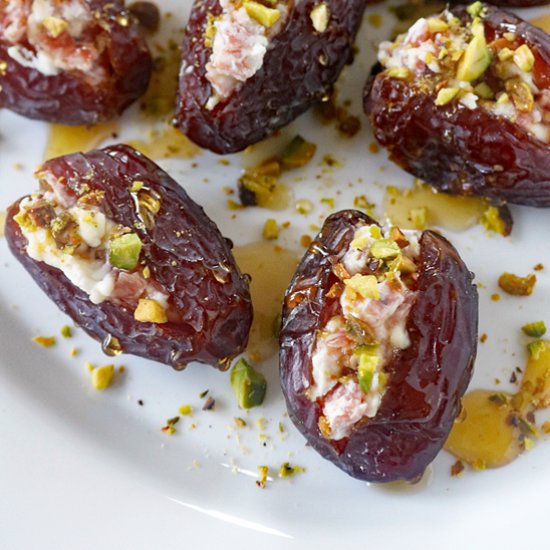 Goat Cheese and Salami Stuffed Date