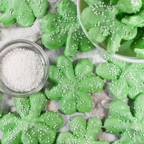 Meringue Shamrock Cookies