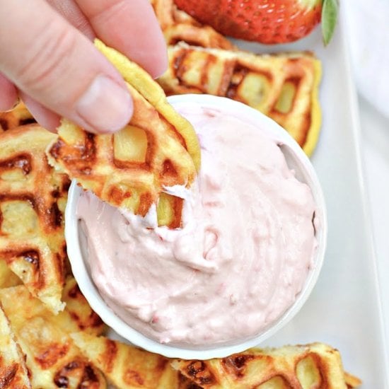 Strawberry Chaffle Chips & Dip