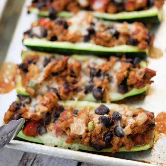 Chicken Taco Zucchini Boats