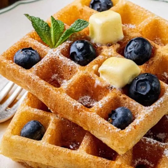 Buttery Crisp Cornmeal Waffles