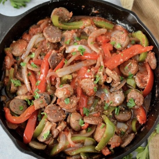 Keto Sausage and Peppers Scallopini