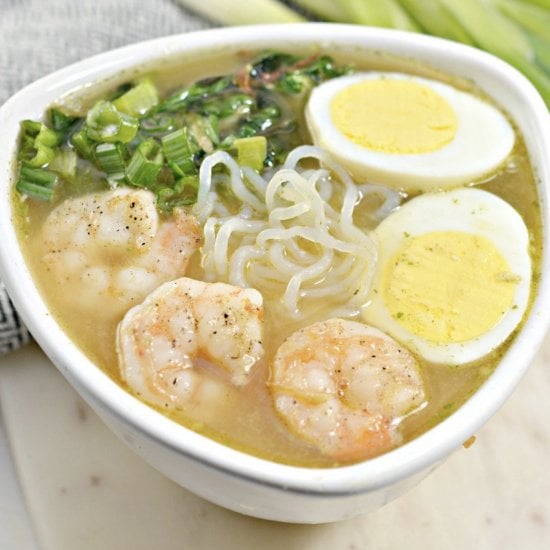 Creamy Keto Shrimp Miso Ramen Soup