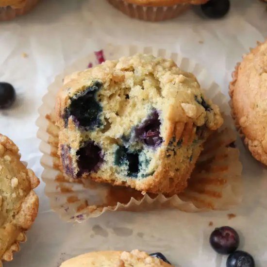 Einkorn Sourdough Blueberry Muffins