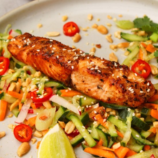 Pan Fried Salmon with Coleslaw