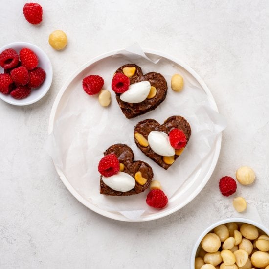 Raspberry Heart-Shaped Brownies