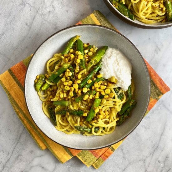 Corn & Asparagus Pasta