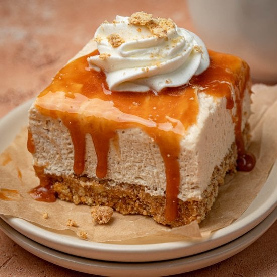 No Bake Caramel Cheesecake