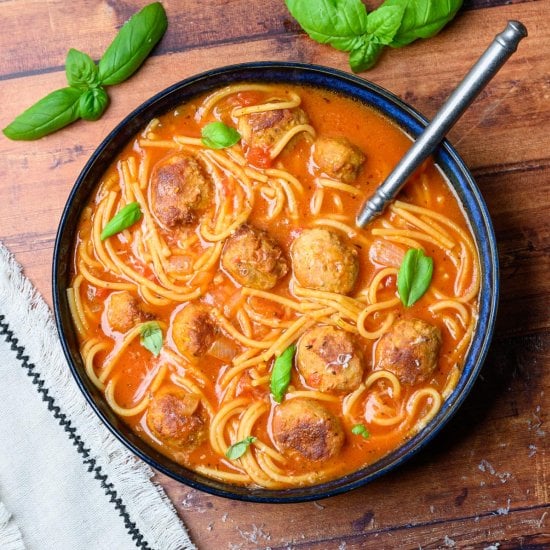 Spaghetti and Meatball Soup
