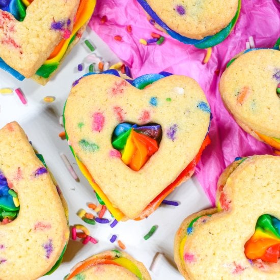 Rainbow Heart Sandwich Cookies