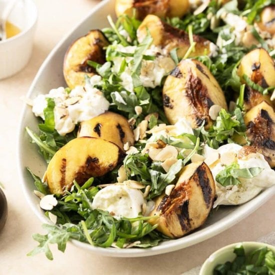 Grilled Peach with Burrata Salad