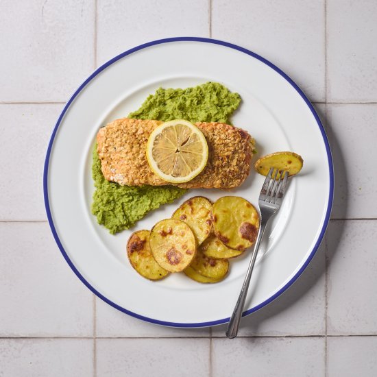 Salmon with Pea Puree