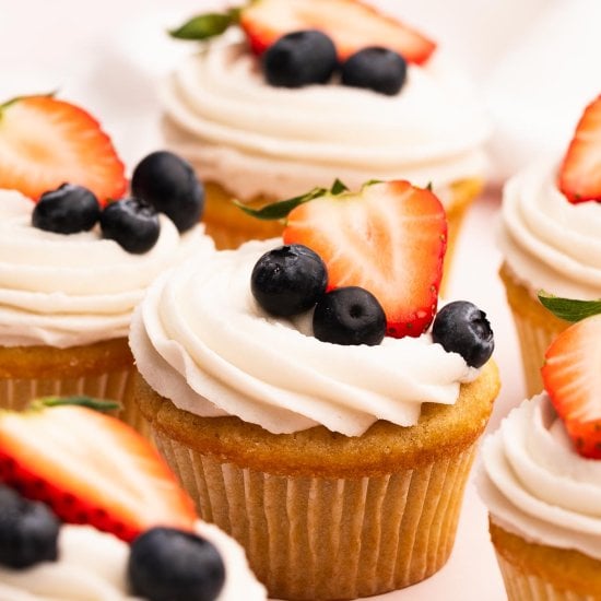 Berry Filled Vanilla Cupcakes
