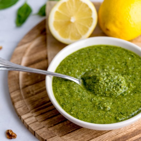 Lemon Basil Pesto (No Pine Nuts)