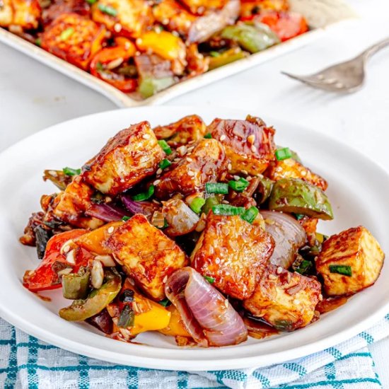 Indo-Chinese Chilli Paneer Stir Fry
